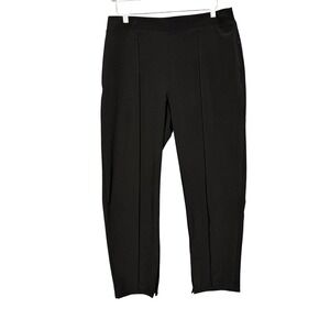 Chicos Pants 1.5 Womens 10 Black Pull On Straight Leg Side‎ Zip Pockets Athletic